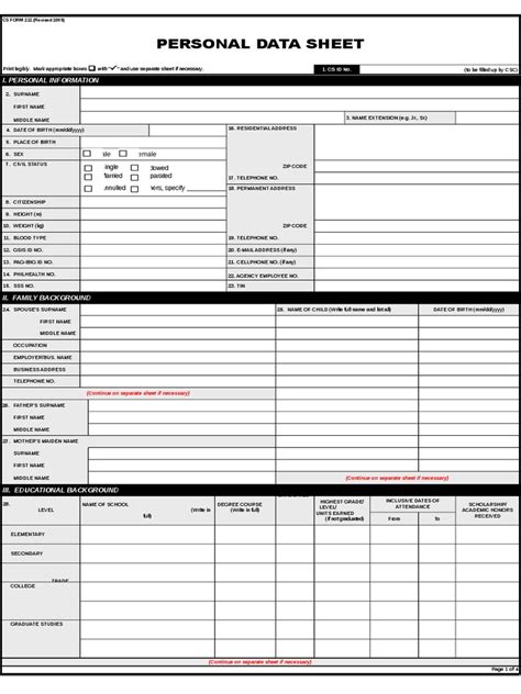 www.csc.gov.ph personal data sheet|Guide to Filling Up the Personal Data Sheet .